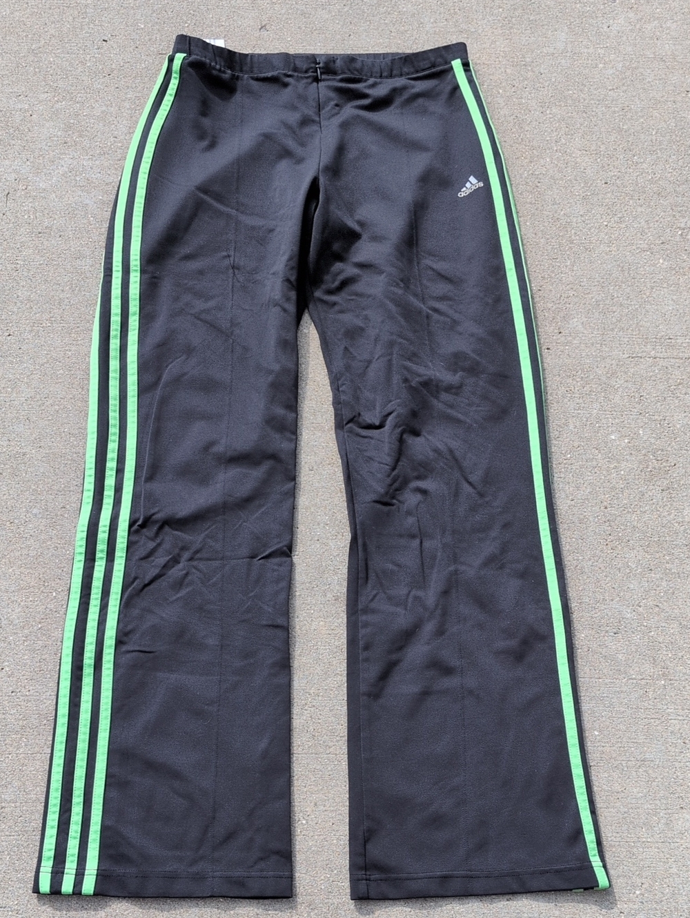 adidas Black Sweatpants with Neon Green Side Stripes Women's Size Medium